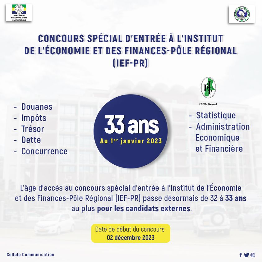 concours Spécial de recrutement des Auditeurs originaires du Gabon pour le compte de la 8ème promotion de FIEF-PR